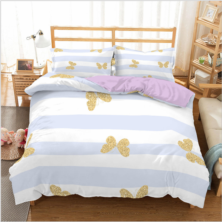 Butterfly & Stripe Duvet Cover Set – Kids & Teens
