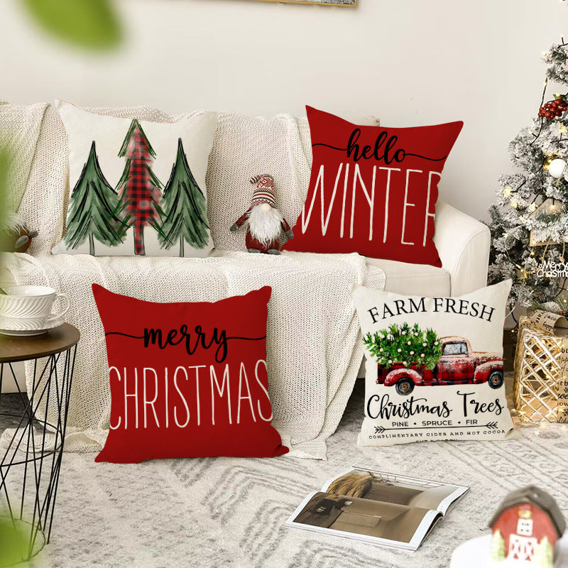 Christmas Tree Print Cushion Cover (45 x 45 cm)