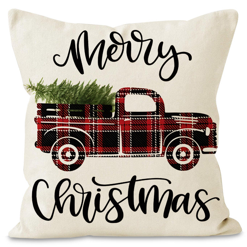 Snowflake Check & Reindeer Christmas Cushion Cover (45 x 45 cm)