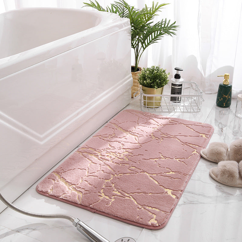 Gold Marble Plush Bath Mat – Soft, Absorbent & Non-Slip