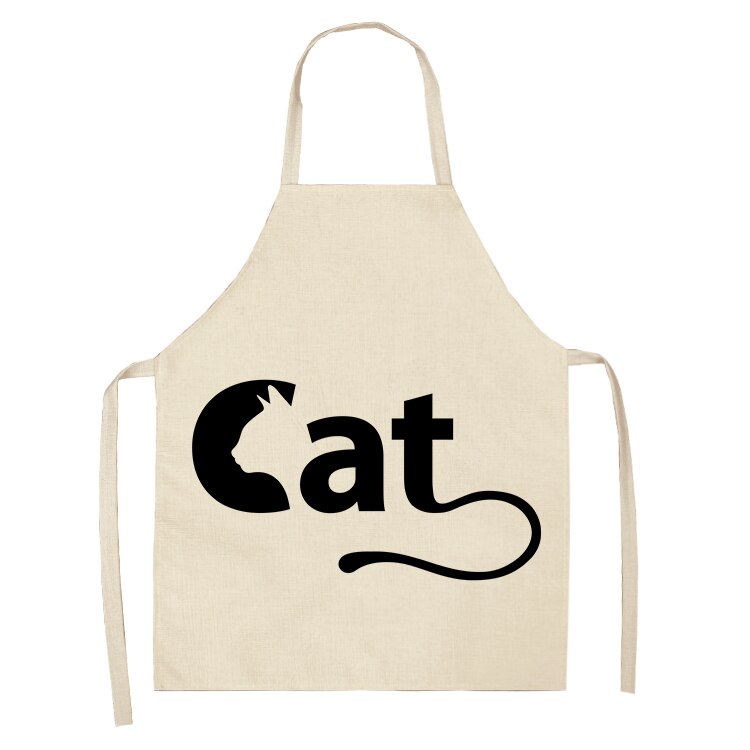 Cat Print Kitchen Apron – Cotton Linen, Adult and Kids