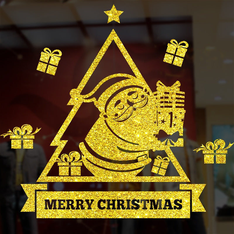 Gold Christmas Window Stickers – Santa Tree