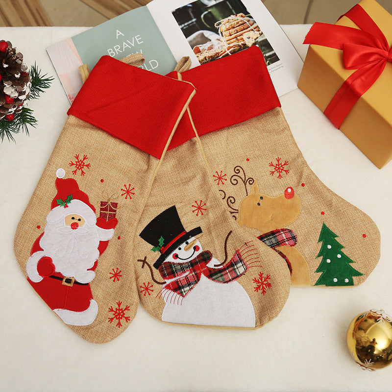Linen-Look Christmas Stocking – Santa, Snowman or Reindeer (46 cm)