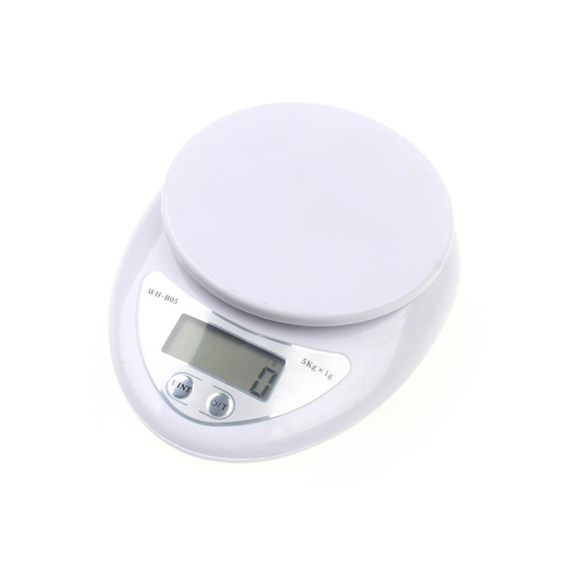 Digital kitchen scale with round weighing platform