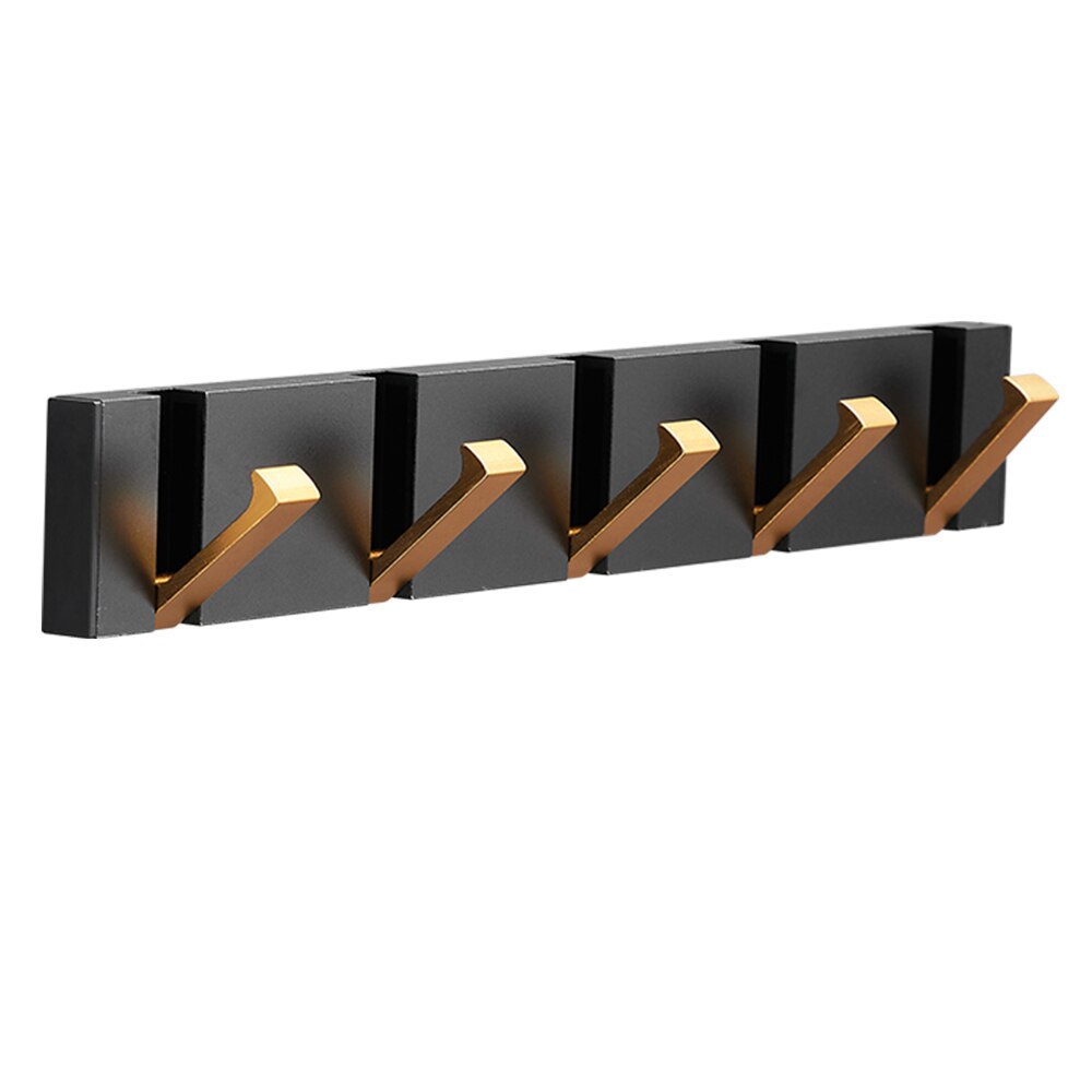 Folding Wall Hook Rack – Black & Gold Coat and Towel Hooks