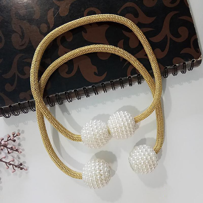 Pearl Bead Magnetic Curtain Tiebacks – Pair – image 2