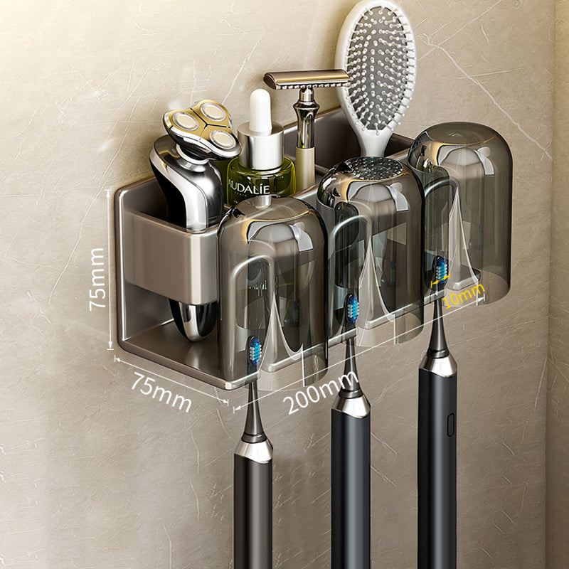 Wall-Mounted Toothbrush Holder – No-Drill Aluminium Rack with Optional Cups