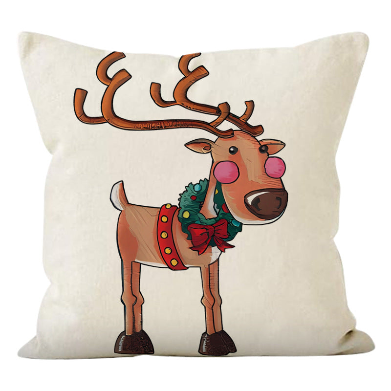 Reindeer Print Christmas Cushion Cover (45 x 45 cm)