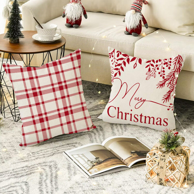 Snowflake Check Christmas Cushion Cover (45 x 45 cm)