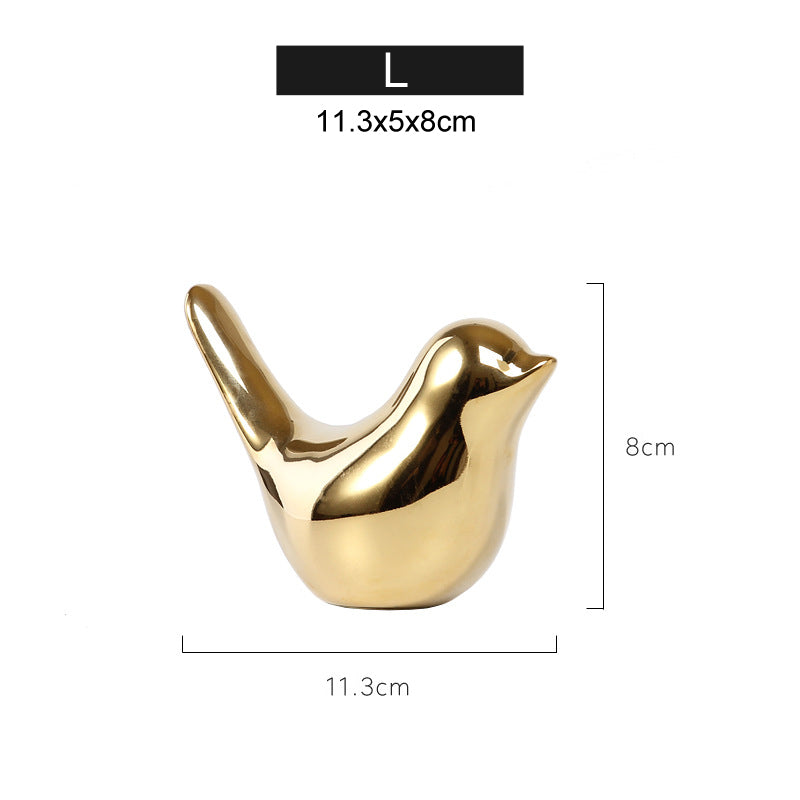 Gold Ceramic Bird Ornament – Nordic Decorative Figurine