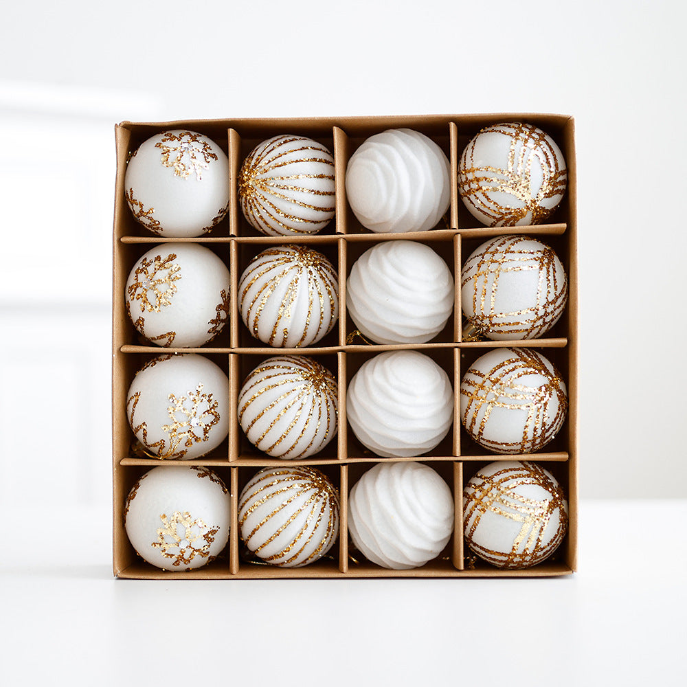 Plush & Painted Christmas Bauble Set – 16 Piece Gift Box