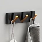 Folding Wall Hook Rack – Black & Gold Coat and Towel Hooks