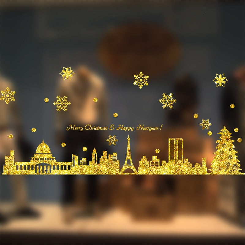Gold Christmas Window Stickers – City Skyline