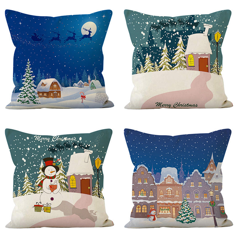 Snowman & Christmas Tree Cushion Cover (45 x 45 cm)