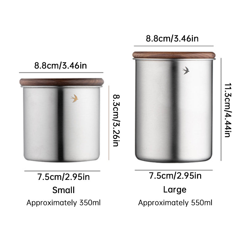 Stainless Steel Coffee and Tea Canister with Wooden Lid