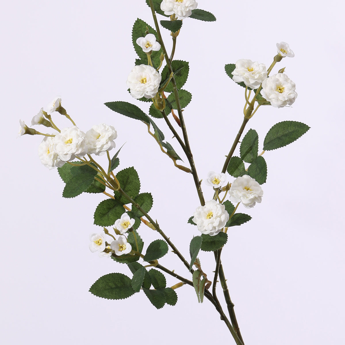 Artificial Multi-Head Rose Stem – White