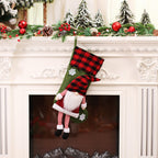 Gnome Christmas Stocking – Plaid Hat Hanging Gift Bag (55 cm) – image 7