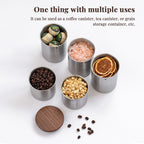 Stainless Steel Coffee and Tea Canister with Wooden Lid
