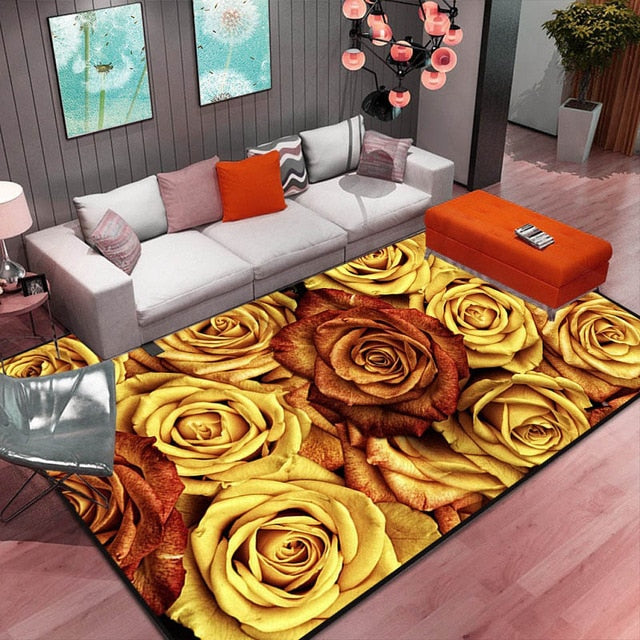 Abstract Flower Print Rug – Soft Non-Slip Area Rug