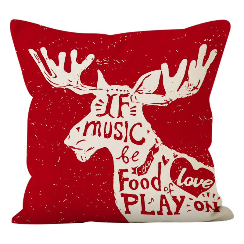 Red Reindeer Christmas Cushion Cover (45 x 45 cm)