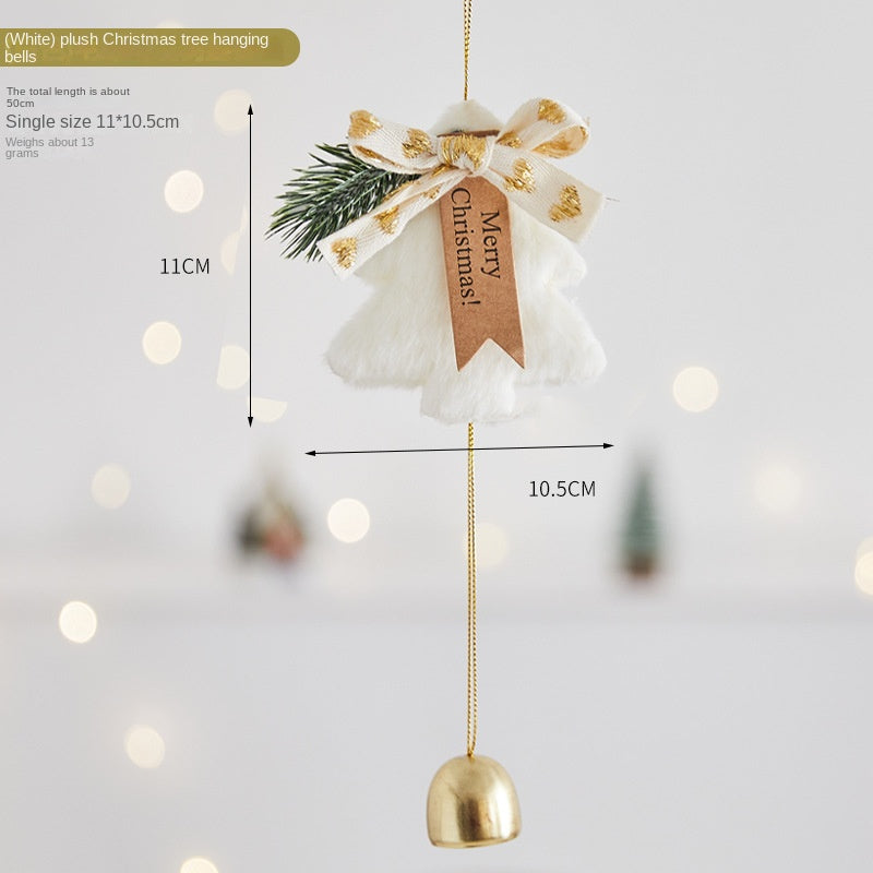 Plush Christmas Bell Decorations – White