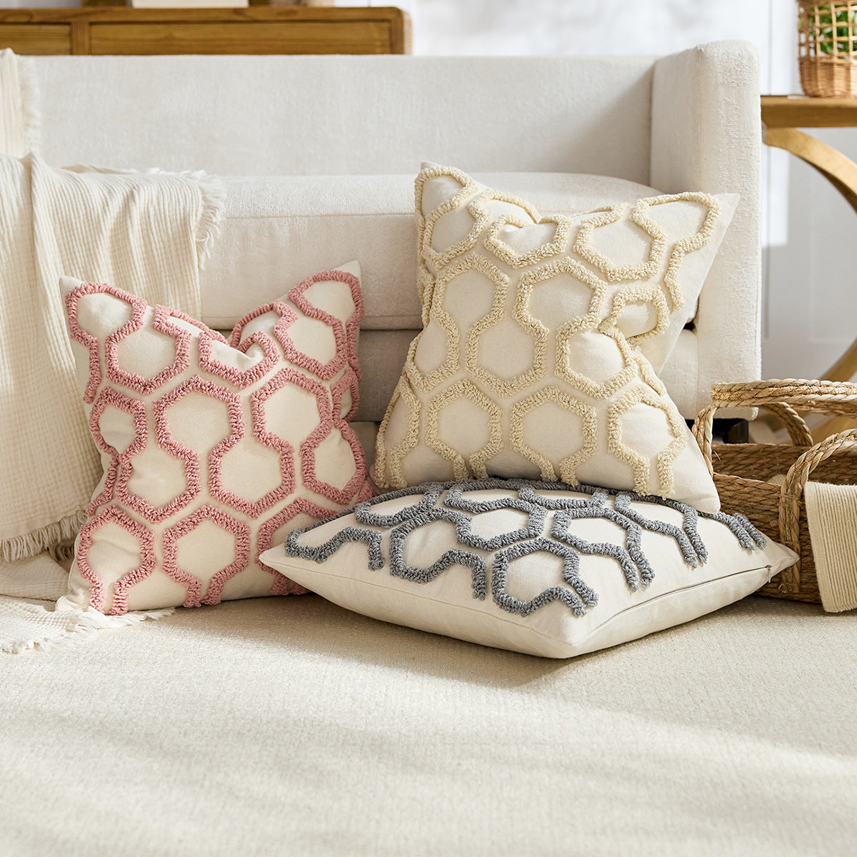 Textured Tufted Geometric Cushion Cover – 45 x 45 cm – image 4