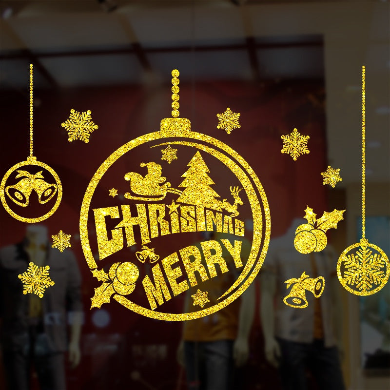 Gold Christmas Window Stickers – Christmas Bauble & Bells