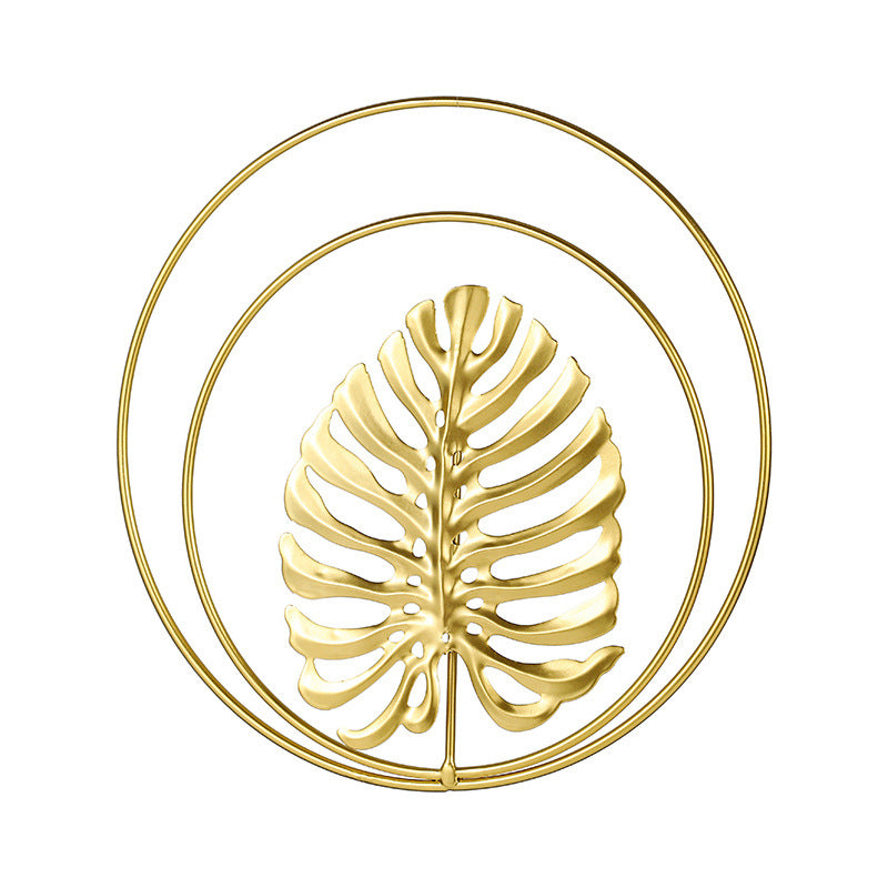 Golden Leaf Metal Wall Décor – Monstera Leaf Double Ring