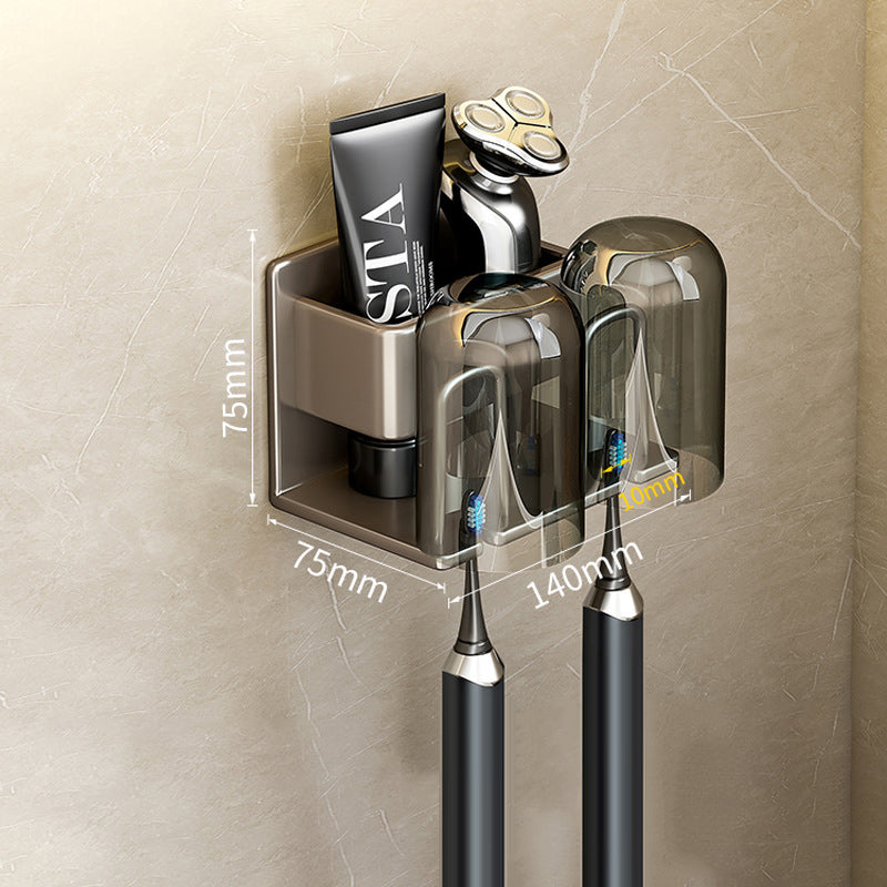 Wall-Mounted Toothbrush Holder – No-Drill Aluminium Rack with Optional Cups