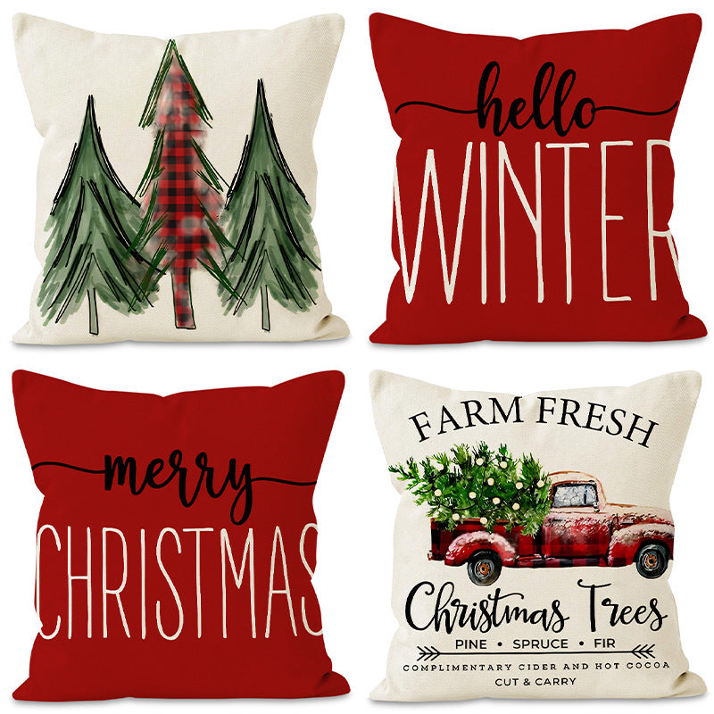 Christmas Tree Print Cushion Cover (45 x 45 cm)