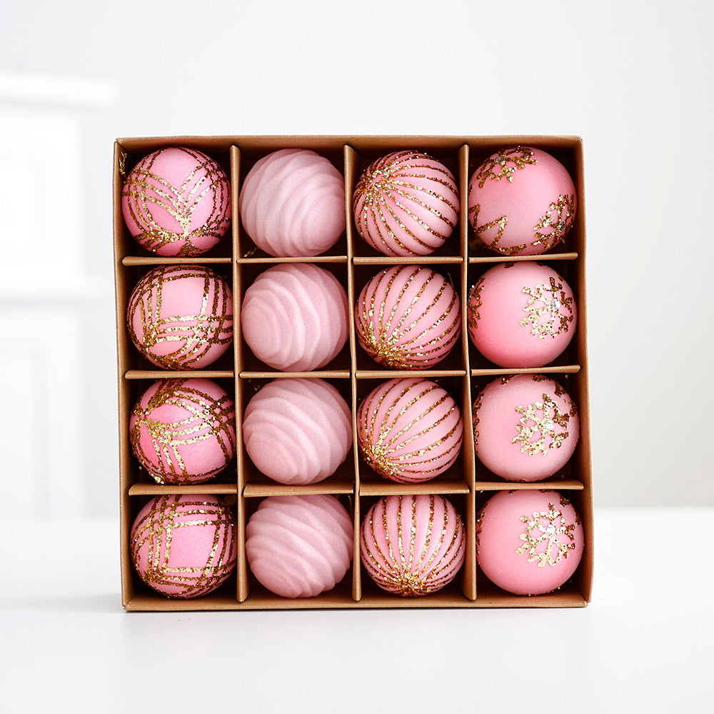 Plush & Painted Christmas Bauble Set – 16 Piece Gift Box