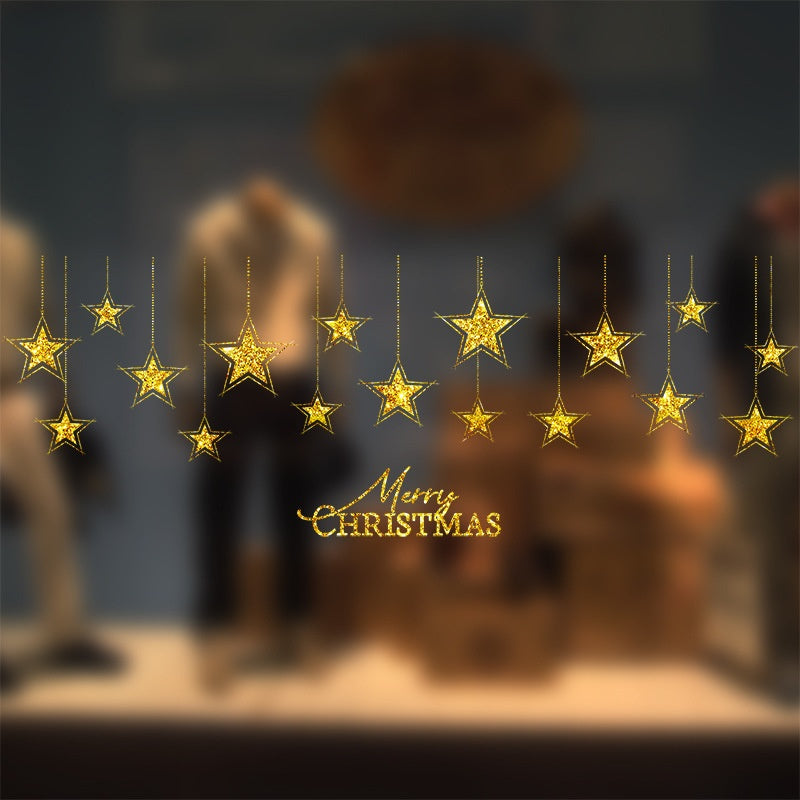 Gold Christmas Window Stickers – Hanging Stars