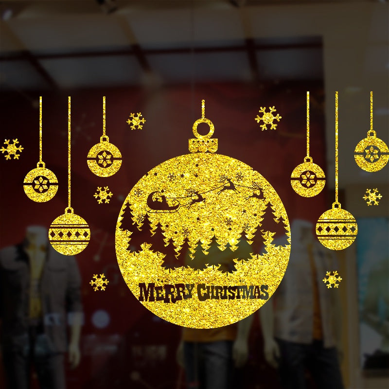 Gold Christmas Window Stickers – Sleigh Scene Bauble