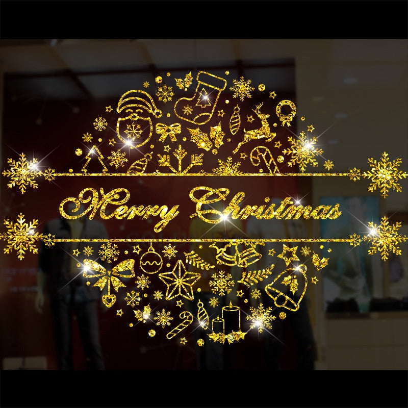 Gold Christmas Window Stickers – Merry Christmas Bauble