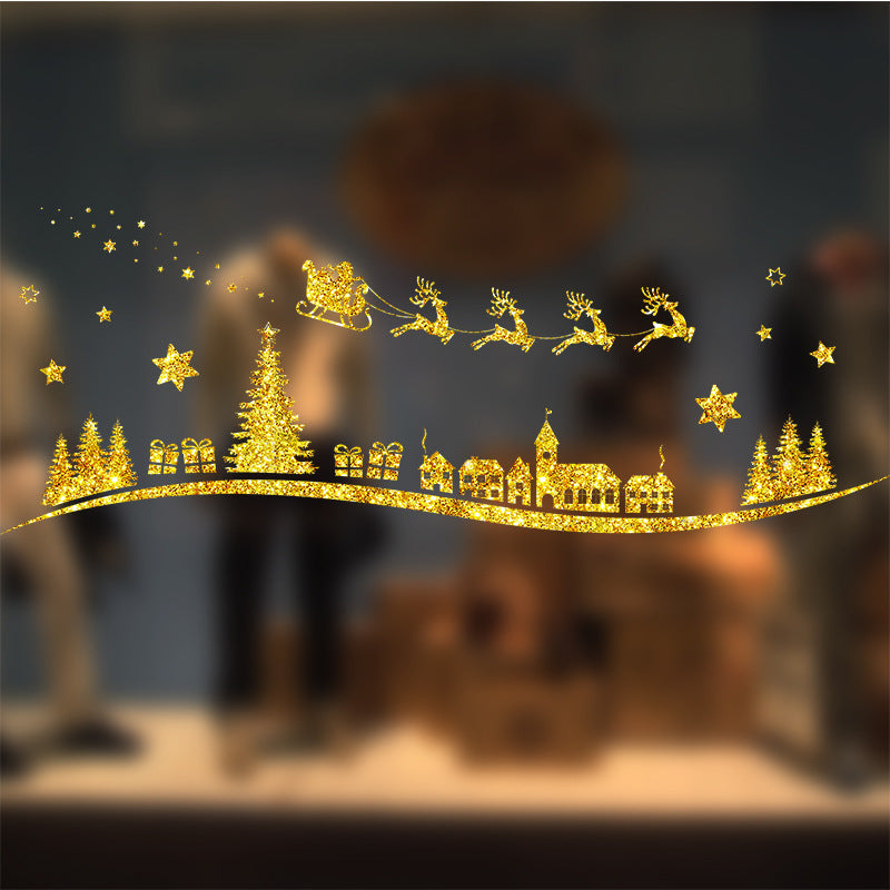 Gold Christmas Window Stickers – Santa's Sleigh Village