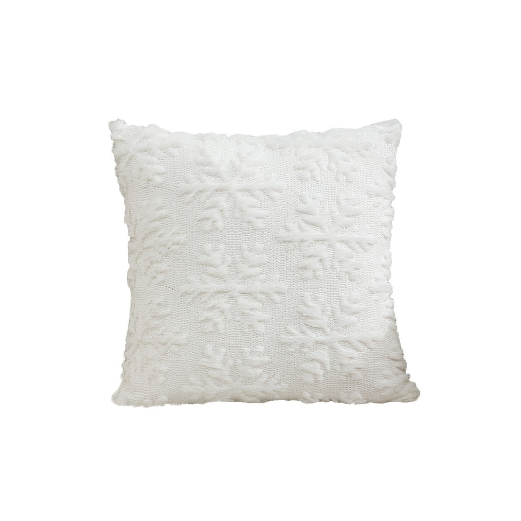 Christmas Tree Faux Fur Cushion Cover – White (45 x 45 cm)