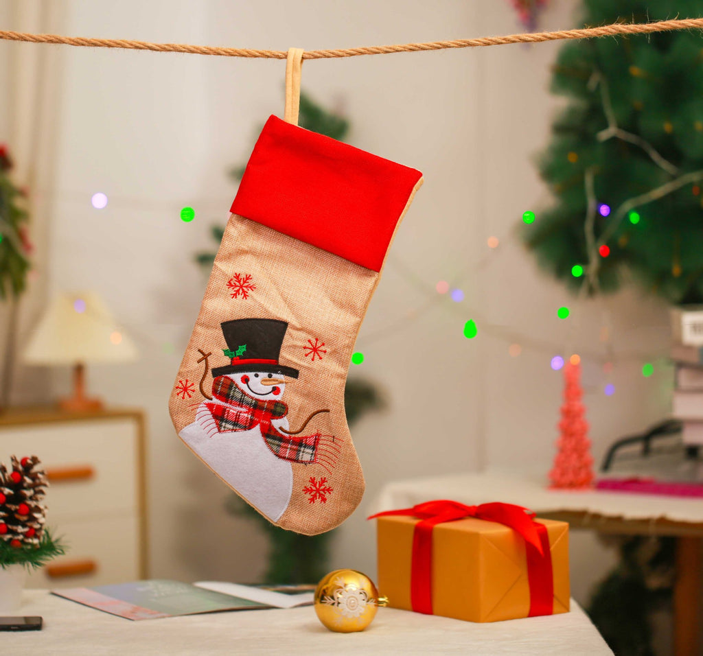Linen-Look Christmas Stocking – Santa, Snowman or Reindeer (46 cm)