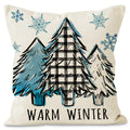 Blue Plaid Winter Cushion Cover (45 x 45 cm)