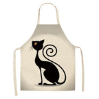 Cat Print Kitchen Apron – Cotton Linen, Adult and Kids