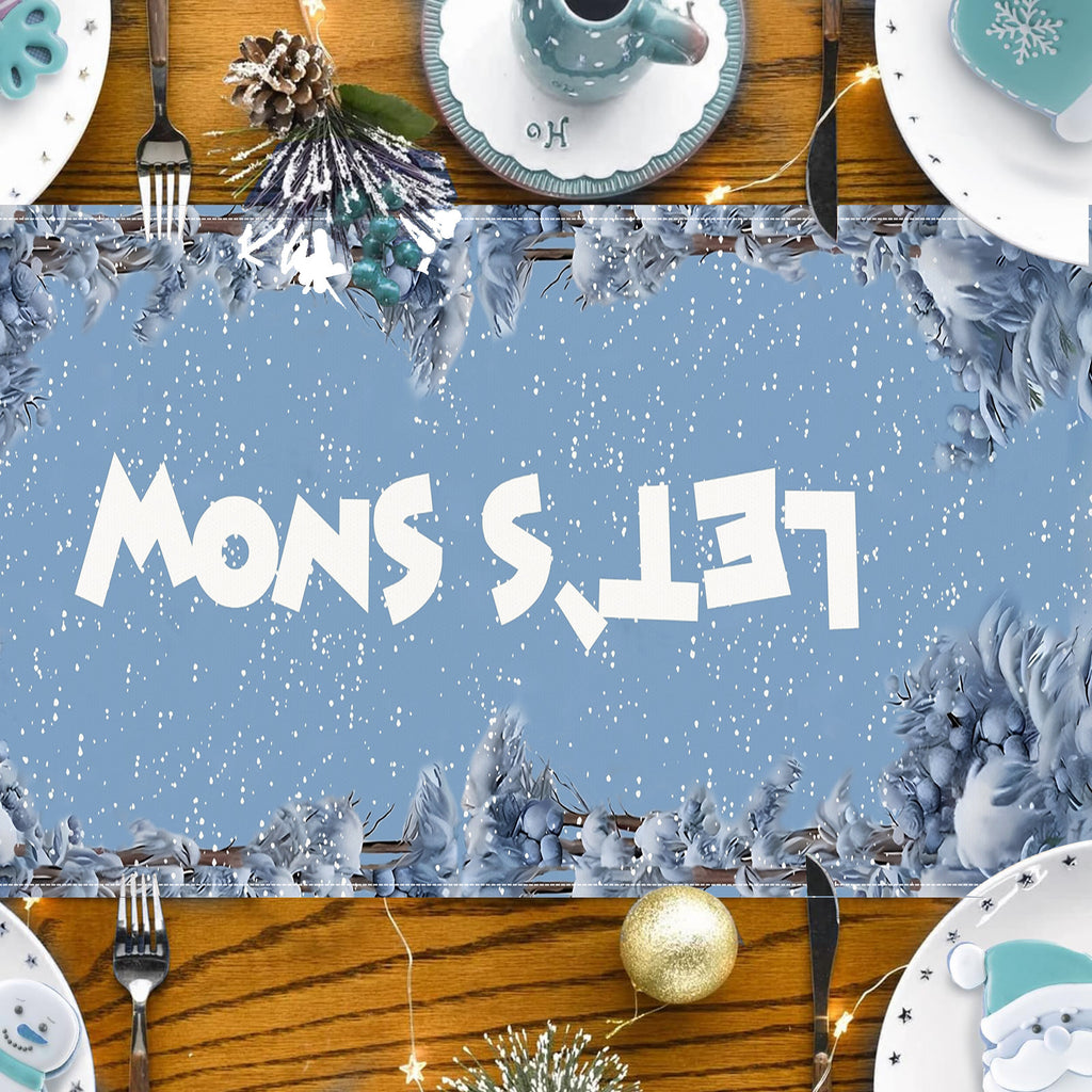 Snowman Christmas Table Runner – Blue (33 x 183 cm)