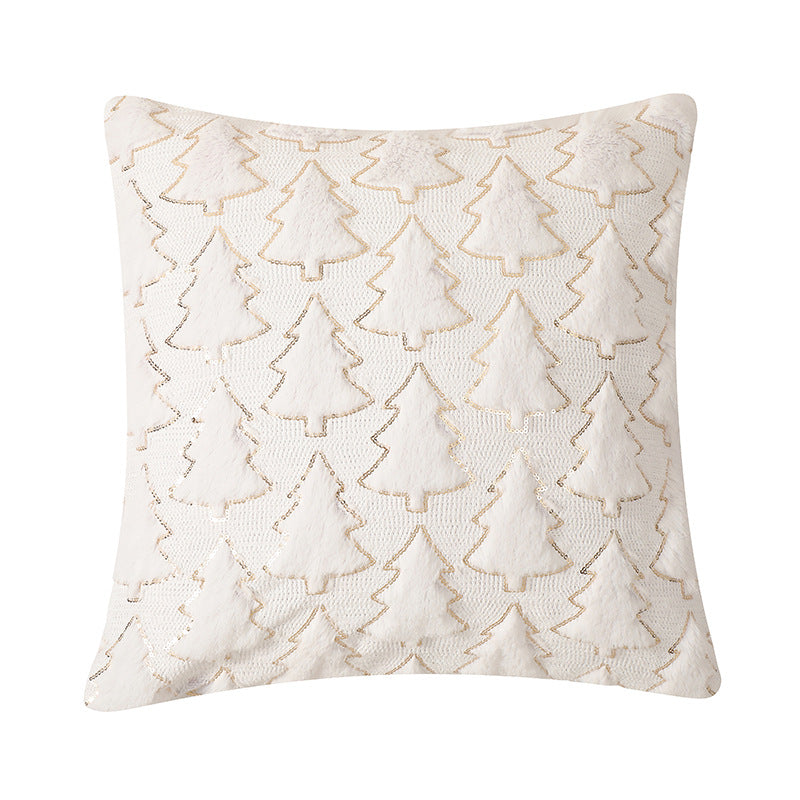 Christmas Tree Plush Cushion Cover – Snowflake White