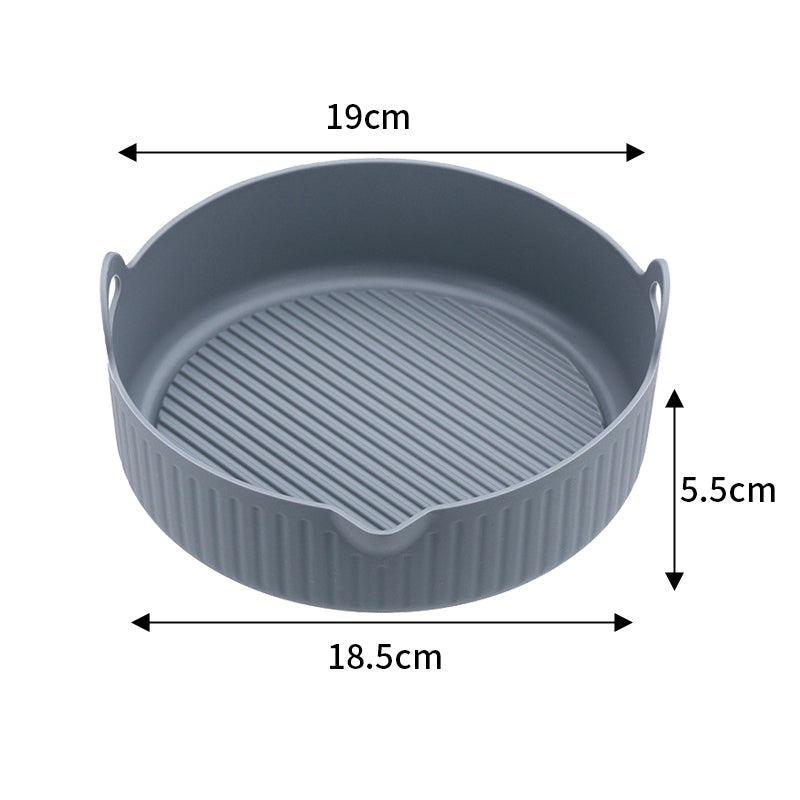 Deep round silicone air fryer liner in grey