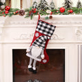 Gnome Christmas Stocking – Plaid Hat Hanging Gift Bag (55 cm)