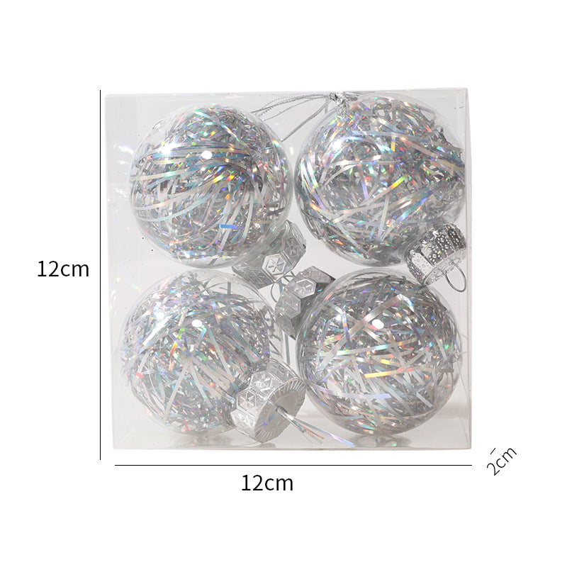 Tinsel-Filled Clear Christmas Baubles – Box of 4 – image 7