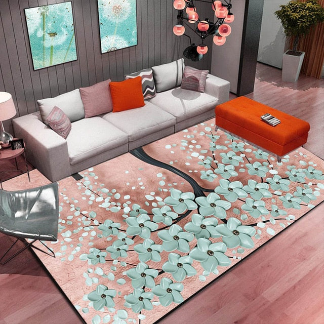 Abstract Flower Print Rug – Soft Non-Slip Area Rug