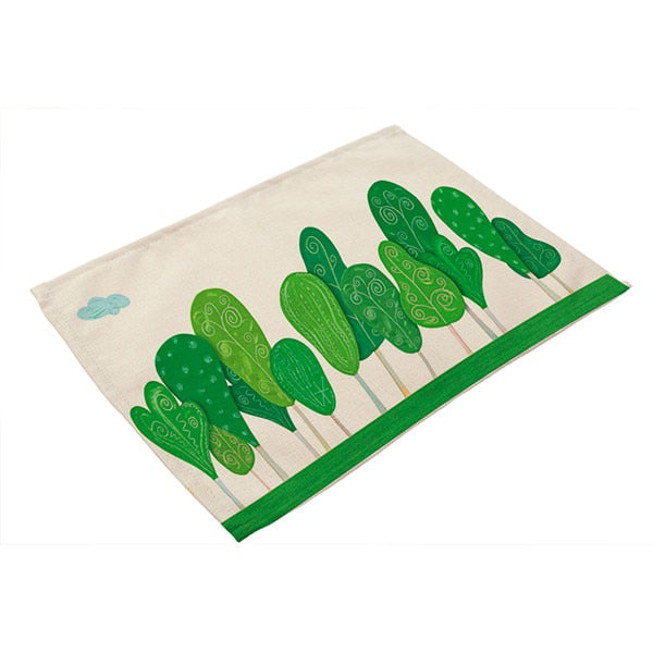 Green Leaf Linen Placemats – Set of 4