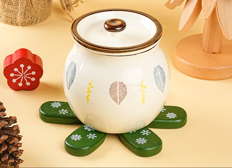 Wooden Christmas Tree Coaster Set – Stackable Trivet & Festive Table Decoration