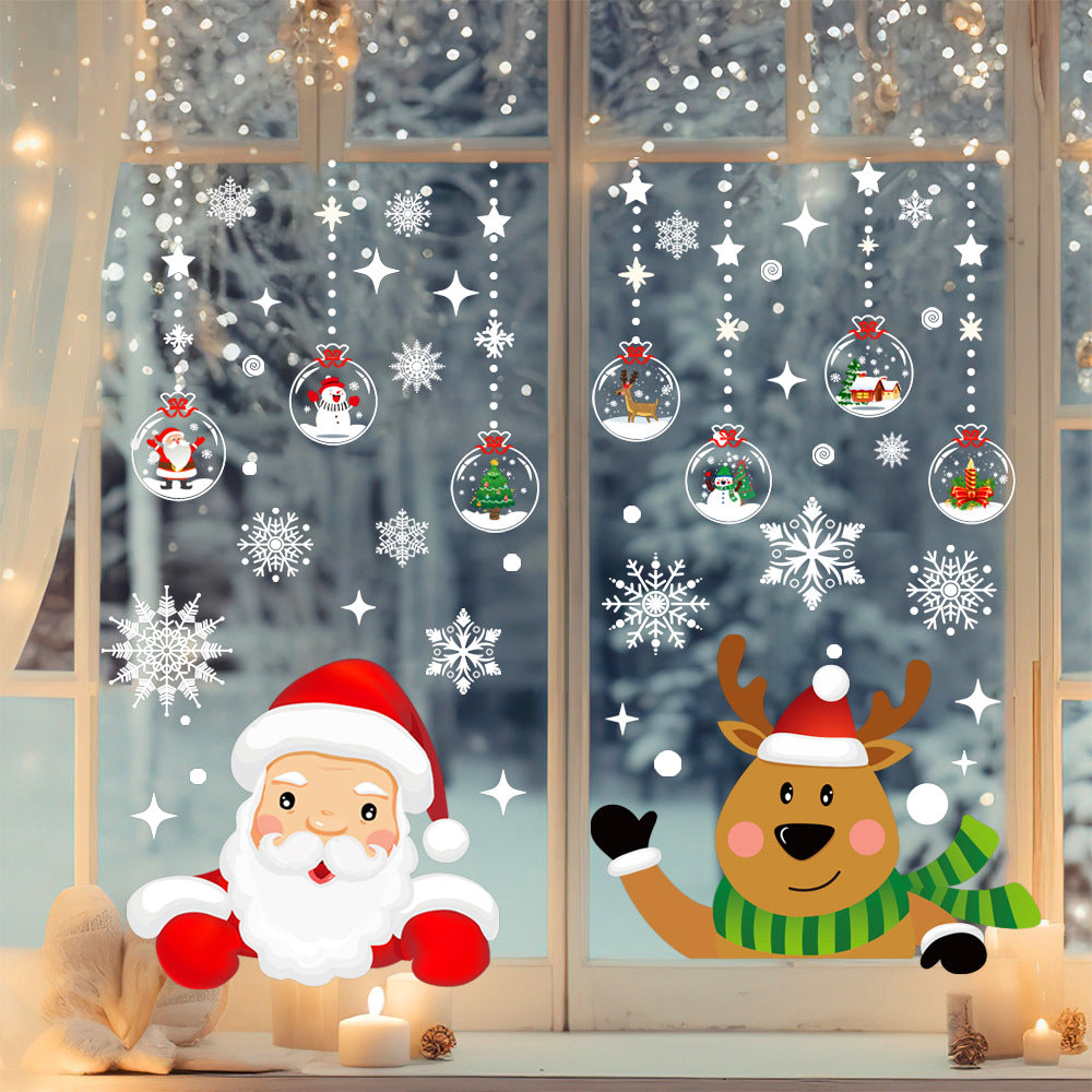 Christmas Window Stickers – Static Cling Santa, Reindeer & Snowflake Decals (4 Sheets)