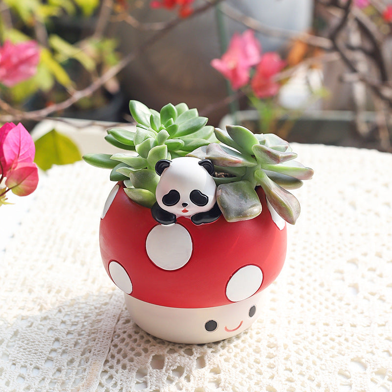 Mushroom Animal Resin Planter – image 2