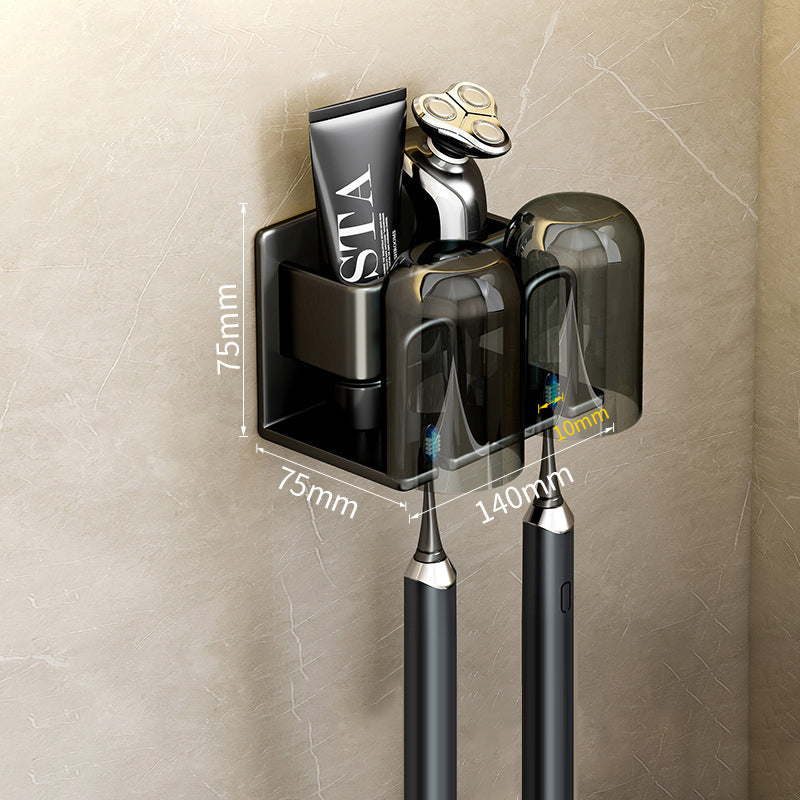 Wall-Mounted Toothbrush Holder – No-Drill Aluminium Rack with Optional Cups